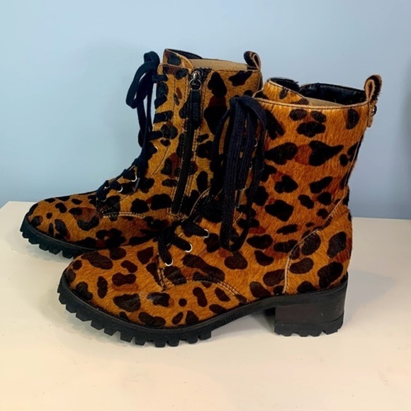 Women's Maylova Leopard Print Calf Hair Platform Booties NWOB - Picture 10 of 13